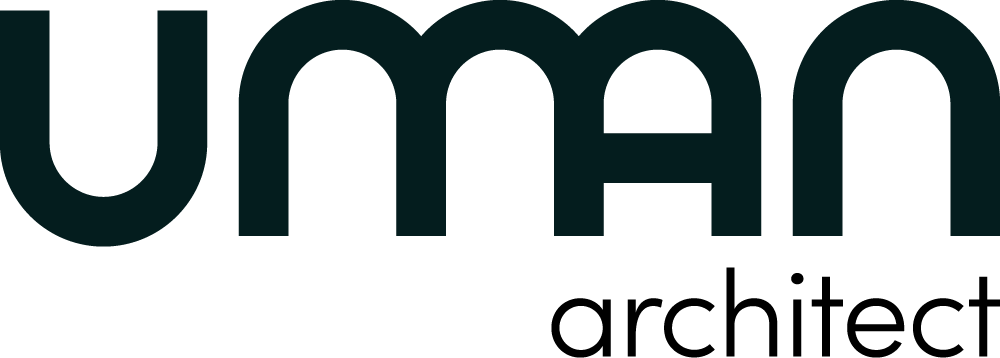 Logo Uman architecte en texte noir sur fond transparent.